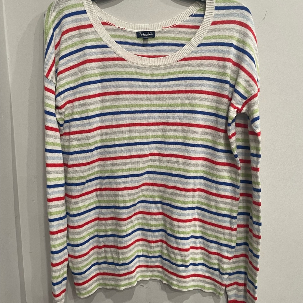 Splendid stripped colored thin knit sweater. Size M